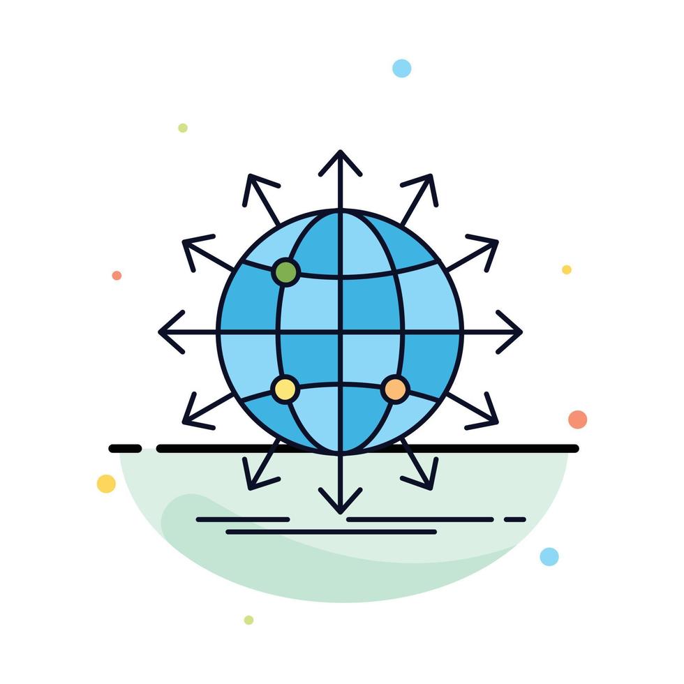 globo rede seta notícias em todo o mundo vetor de ícone de cor plana