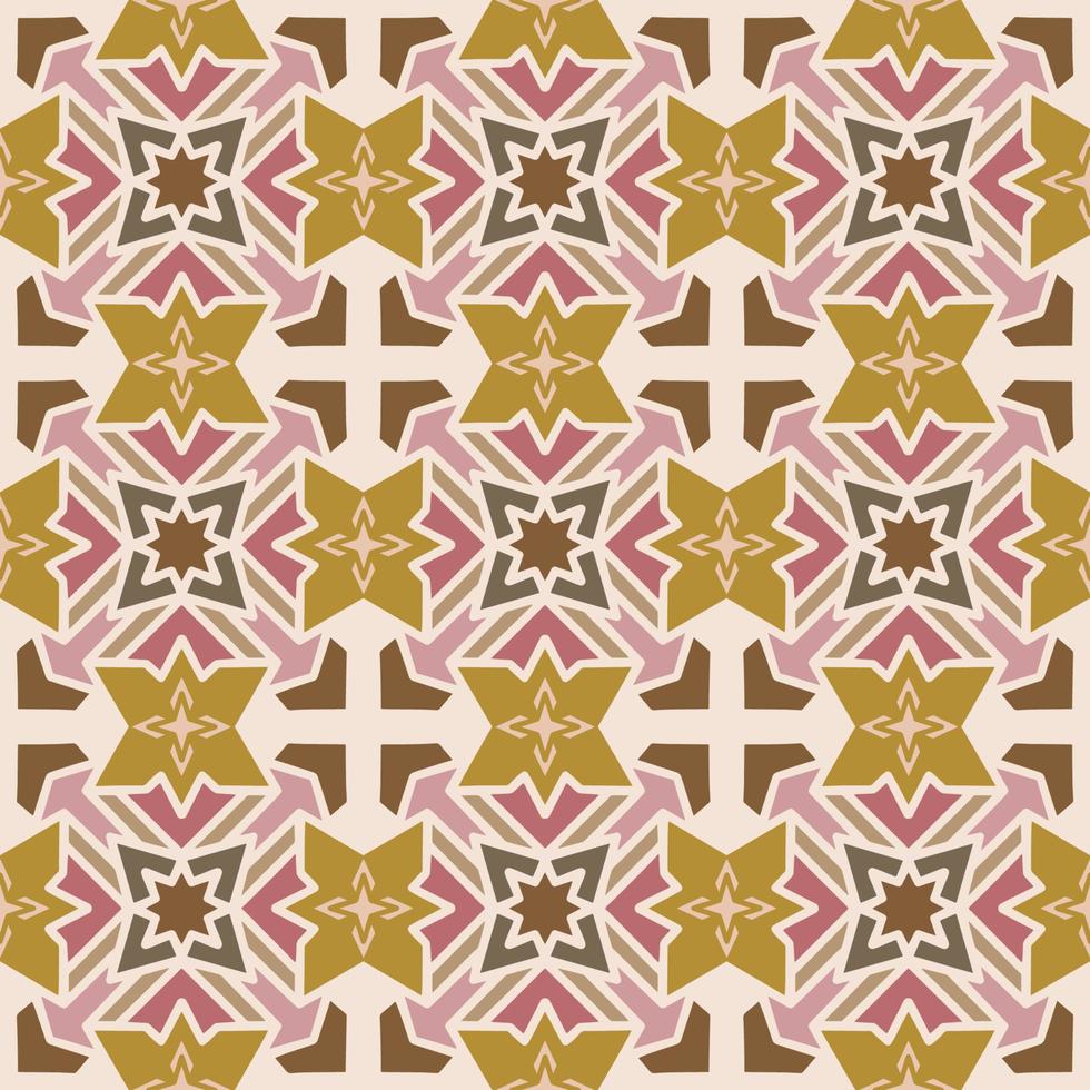 padrão geométrico sem costura com forma tribal. padrão projetado em ikat, asteca, marroquino, tailandês, estilo árabe de luxo. ideal para vestuário de tecido, cerâmica, papel de parede. ilustração vetorial. vetor