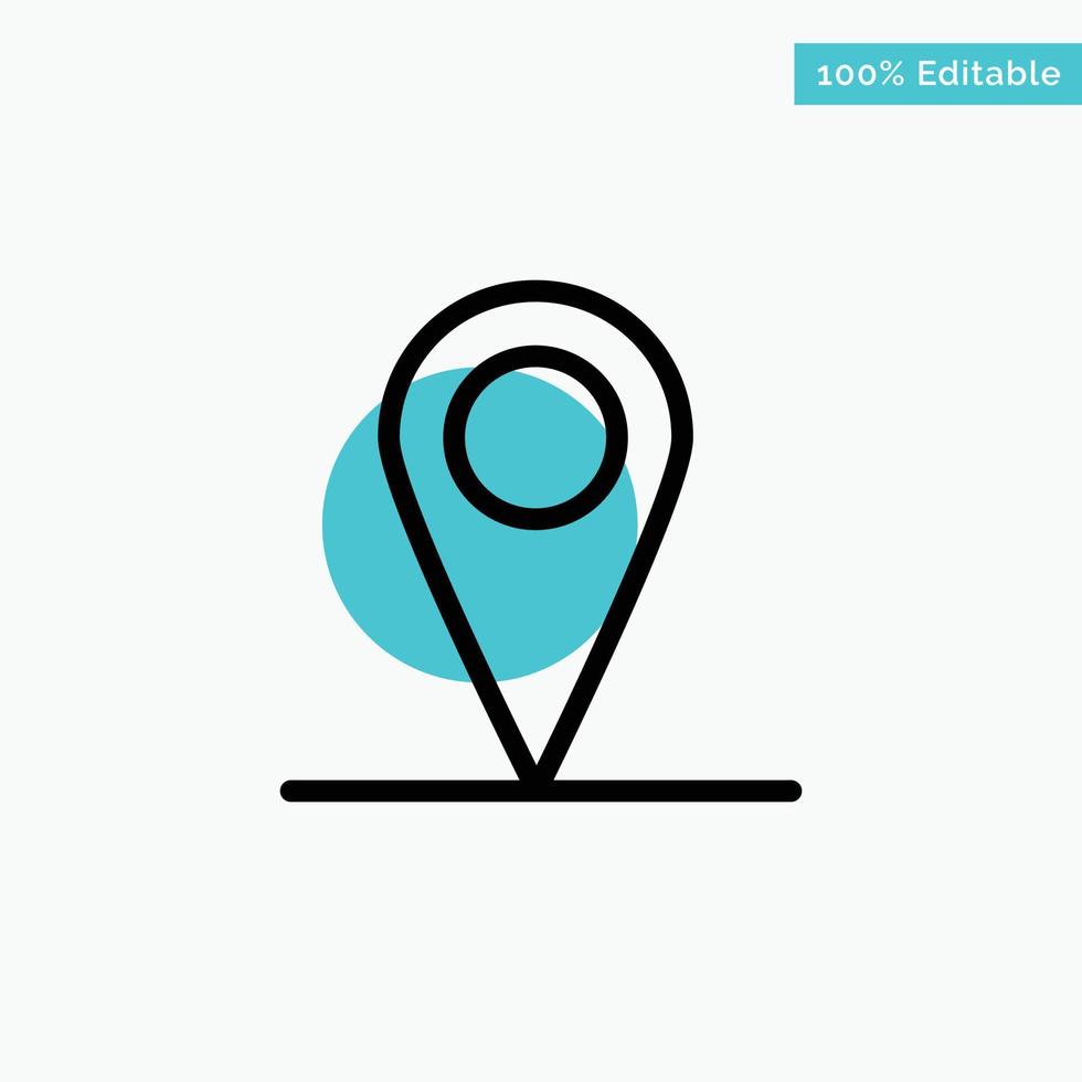 ícone de vetor de ponto de círculo de destaque turquesa de interface de mapa de localização