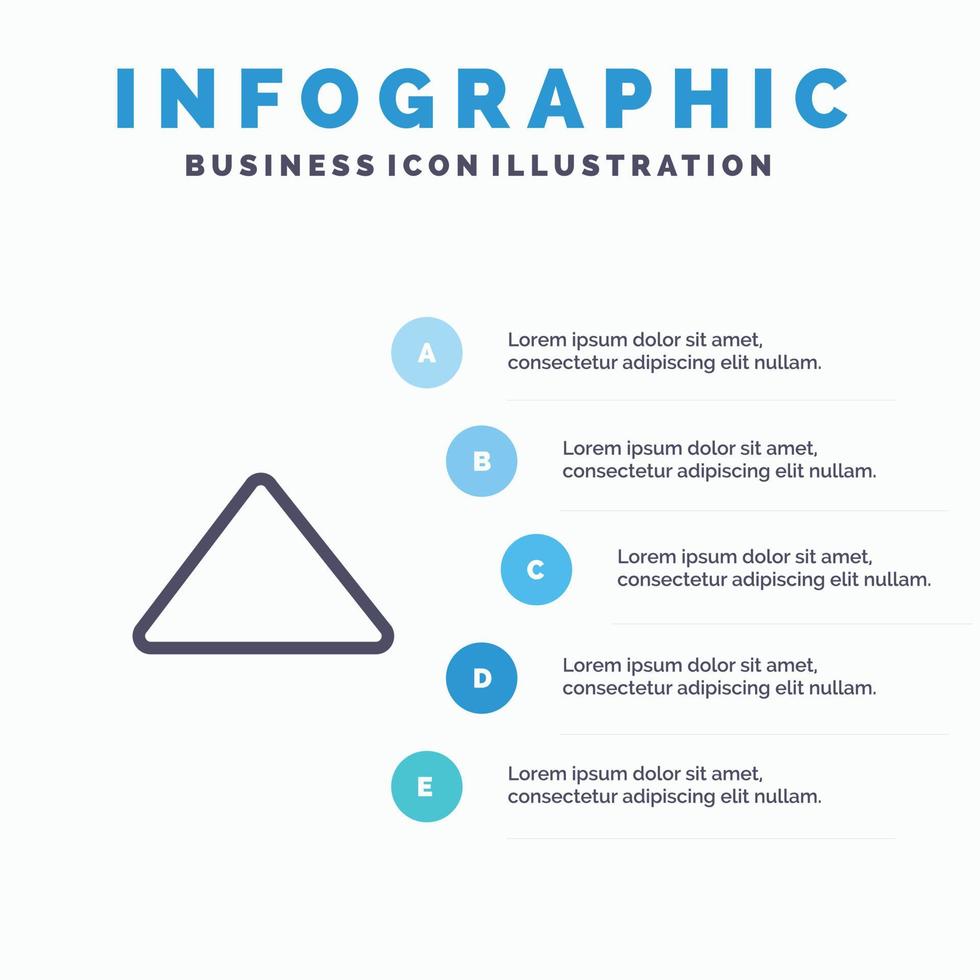 seta para cima reproduzir ícone de linha de vídeo com fundo de infográficos de apresentação de 5 etapas vetor