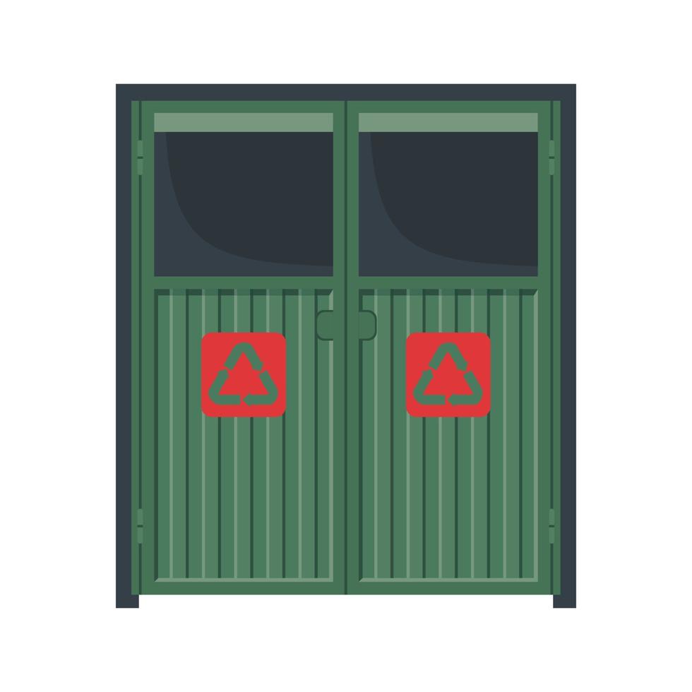 ícone de recipiente de lixo com símbolo de reciclagem em estilo simples, isolado no fundo branco. ilustração vetorial. vetor