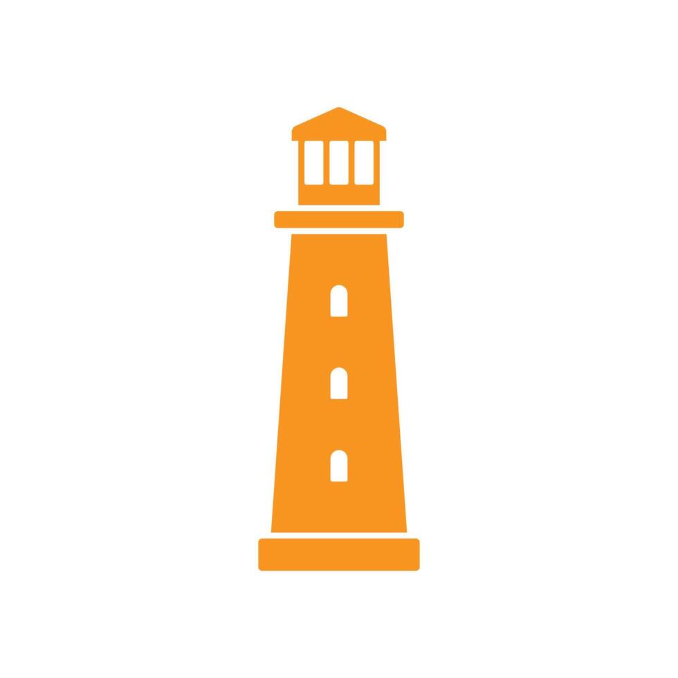 eps10 ícone de construção de torre de farol vector laranja isolado no fundo branco. símbolo da costa da praia da ilha do holofote em um estilo moderno simples e moderno para o design do seu site, logotipo e celular