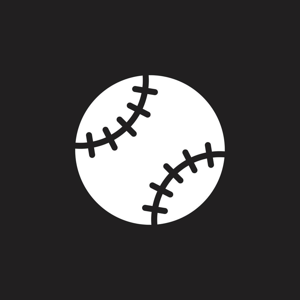 eps10 vetor branco bola de beisebol abstrato ícone sólido isolado no fundo preto. símbolo cheio de beisebol em um estilo moderno simples e moderno para o design do seu site, logotipo e aplicativo móvel