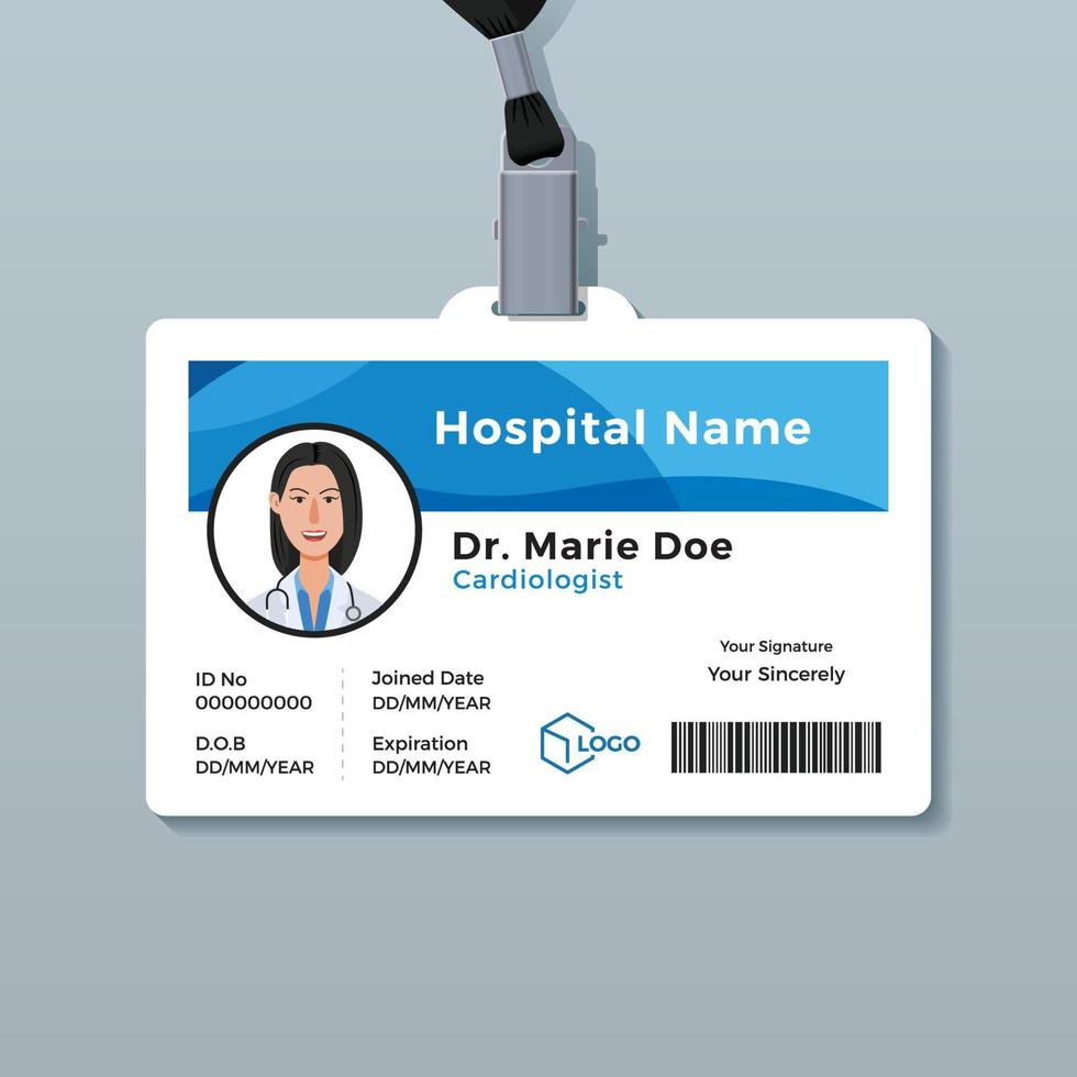 cartão de identificação do médico vetor