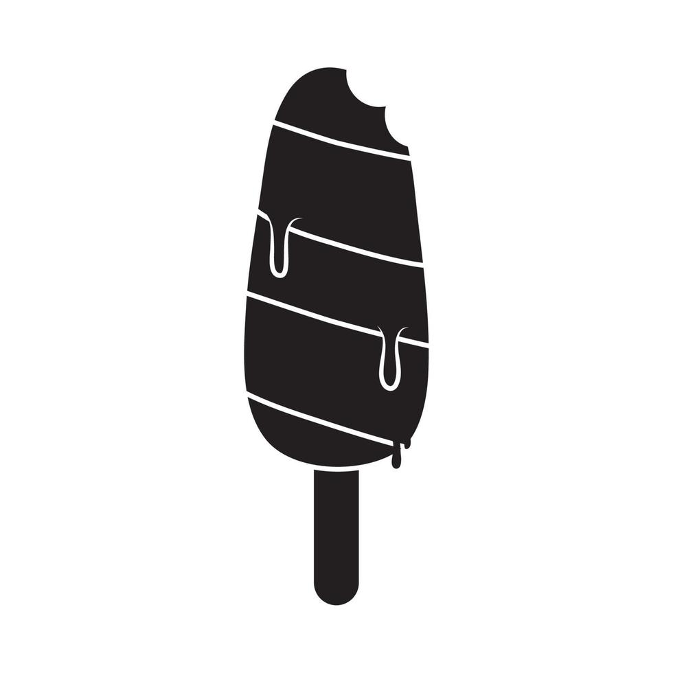sorvete mordido em vara derretida ícone isolado estilo silhueta vetor