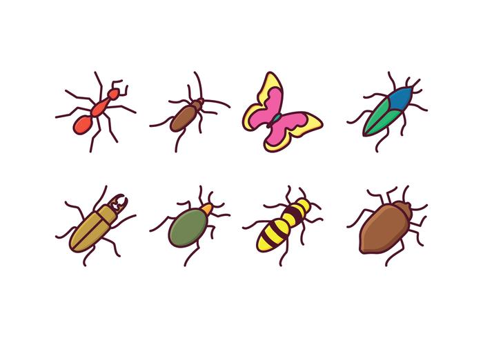Ícones de insetos grátis vetor