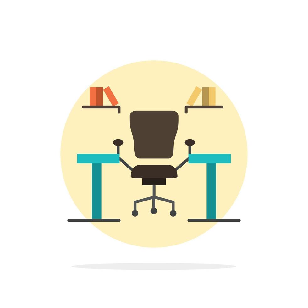 mesa cadeira de negócios computador mesa escritório local de trabalho abstrato círculo fundo ícone de cor plana vetor