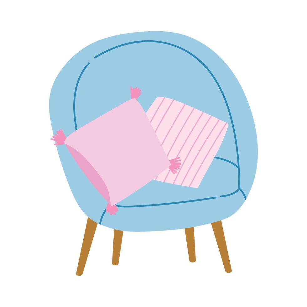 cadeira almofadas móveis interior casa isolado design ícone fundo branco vetor