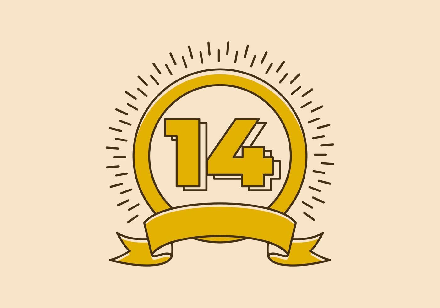 distintivo de círculo amarelo vintage com o número 15 nele vetor