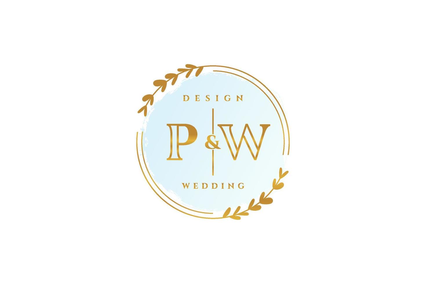 monograma de beleza pw inicial e logotipo de caligrafia de design de logotipo elegante de assinatura inicial, casamento, moda, floral e botânico com modelo criativo. vetor