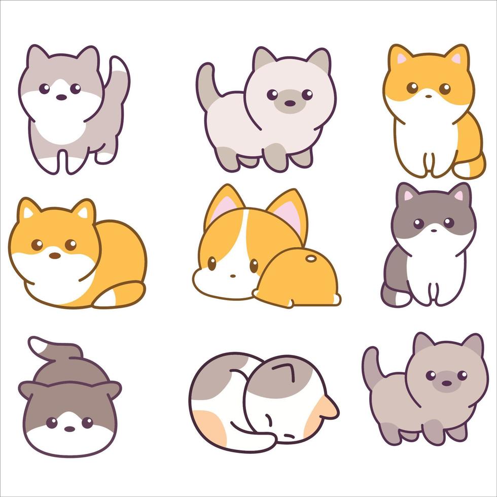 vetor de desenhos animados de gatinho de gato fofo