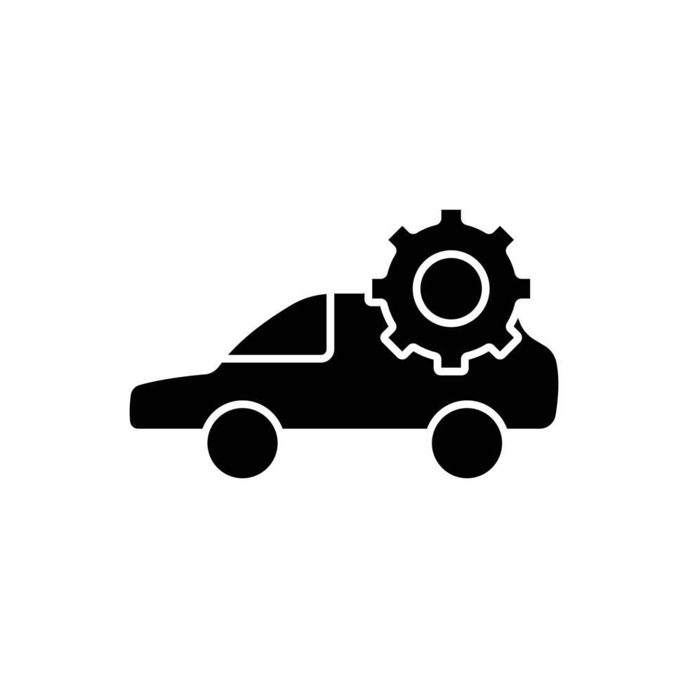 ilustração de ícone de glifo de carro com engrenagem. adequado para ícone de reparo automotivo. ícone ilustração relacionada reparo, manutenção. design vetorial simples editável vetor