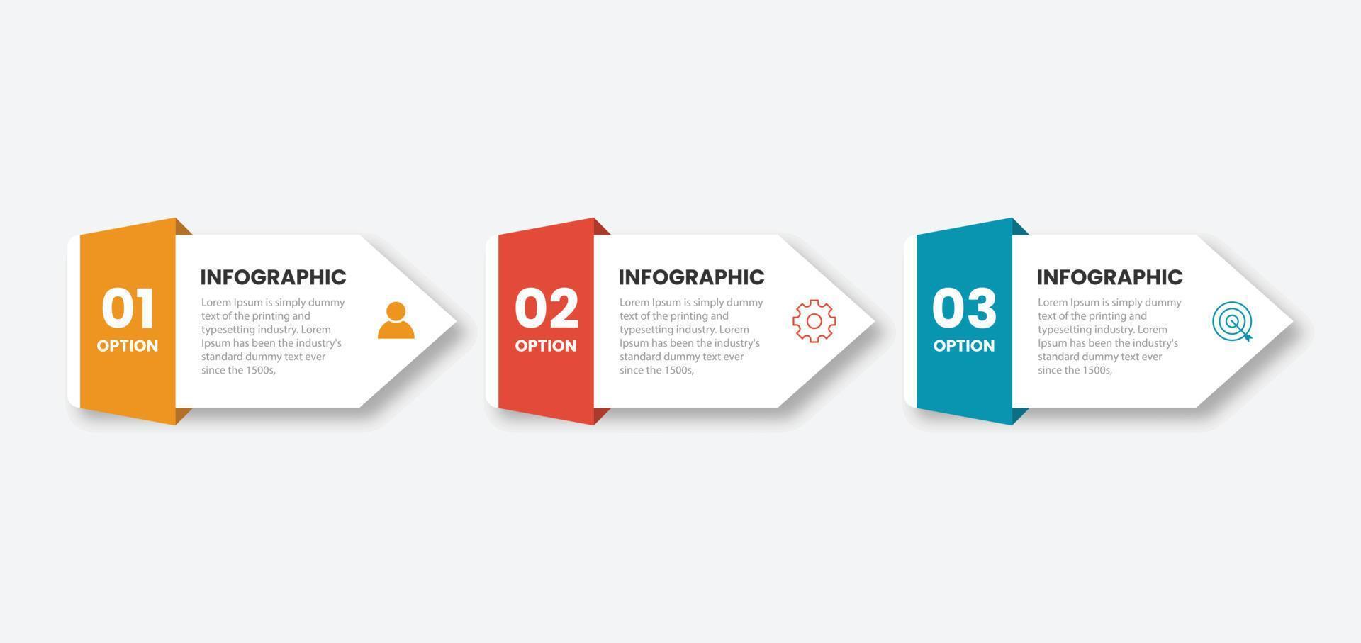 modelo de design de infográfico vetorial com 3 opções ou etapas vetor