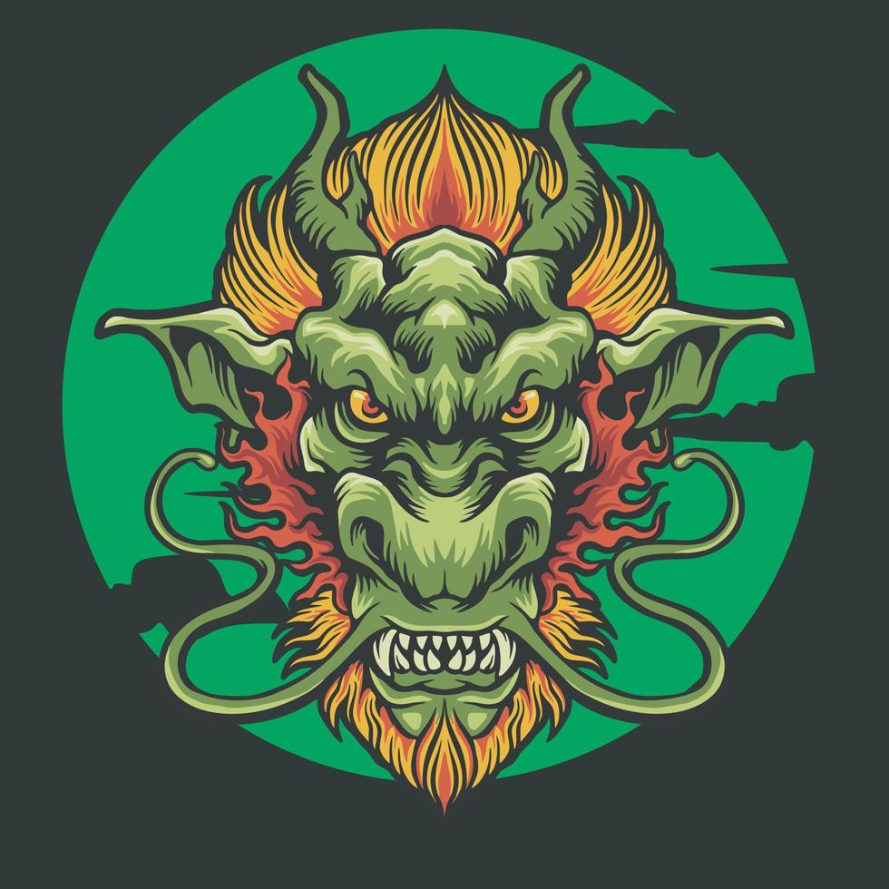 ilustração vetorial de dragão de cor verde vetor