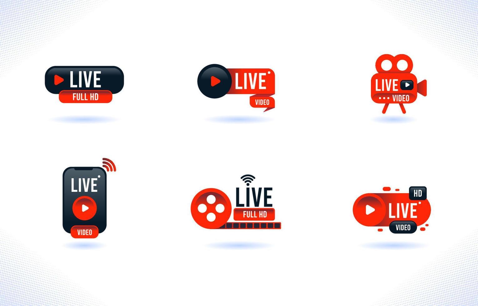 distintivo de ícone de webinar ao vivo preto e vermelho vetor