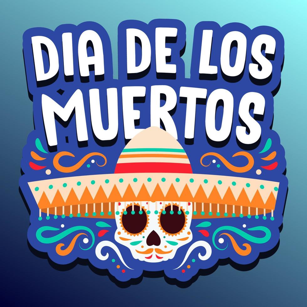 dia de los muertos, dia dos mortos ou cartão de saudação de halloween, banner, convite. caveiras de tatuagem de açúcar, flores de calêndula, catrina calavera tradicional méxico esqueleto decoração ilustração vetorial. vetor