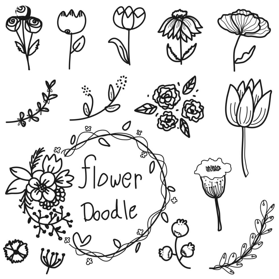elemento de vetor de desenho de doodle de flor