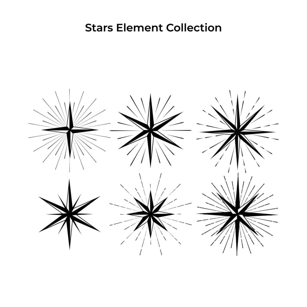 conjunto de modelo de ilustração de elemento de estrelas. sunburst, ornamentos vintage de círculo. vetor eps 10.