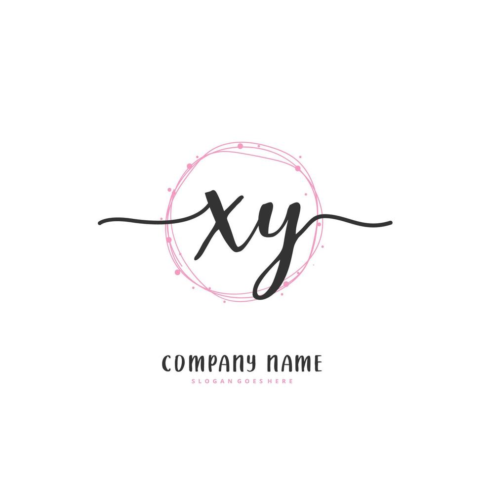 xy caligrafia inicial e design de logotipo de assinatura com círculo. logotipo manuscrito de design bonito para moda, equipe, casamento, logotipo de luxo. vetor