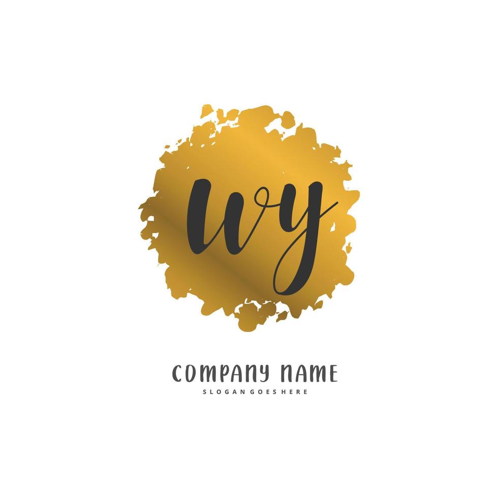 wy caligrafia inicial e design de logotipo de assinatura com círculo. logotipo manuscrito de design bonito para moda, equipe, casamento, logotipo de luxo. vetor