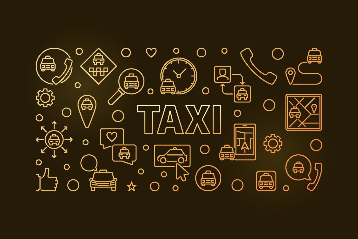 ilustração ou banner horizontal colorido linear conceito de vetor de táxi