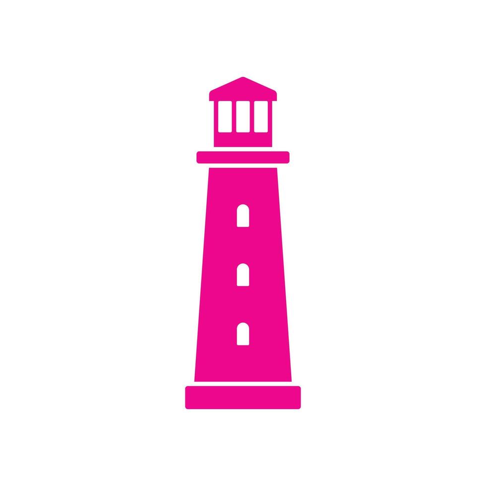 eps10 ícone de construção de torre de farol vector rosa isolado no fundo branco. símbolo da costa da praia da ilha do holofote em um estilo moderno simples e moderno para o design do seu site, logotipo e celular