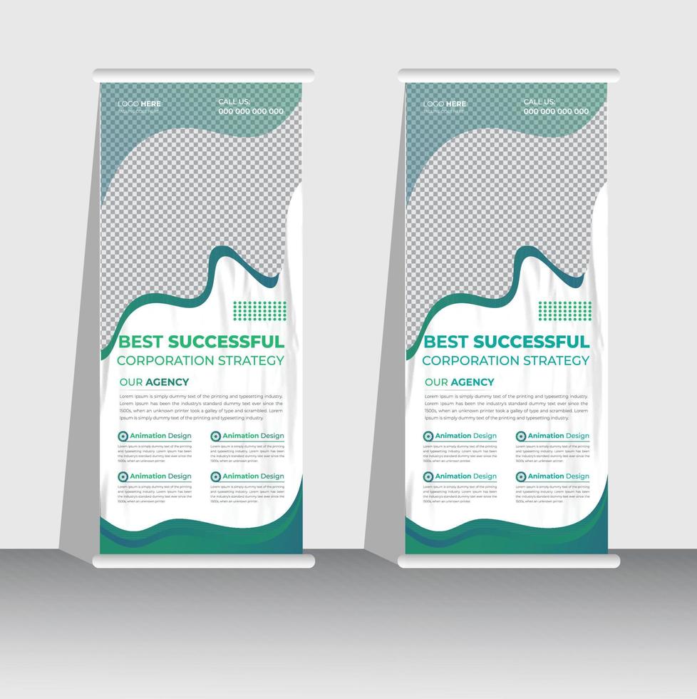 design de modelo de banner profissional roll up stand, vertical, abstrato, pull up design, banner moderno, retângulo vetor