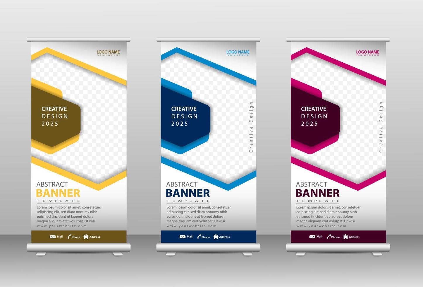 design elegante de banner de negócios em rolo vetor