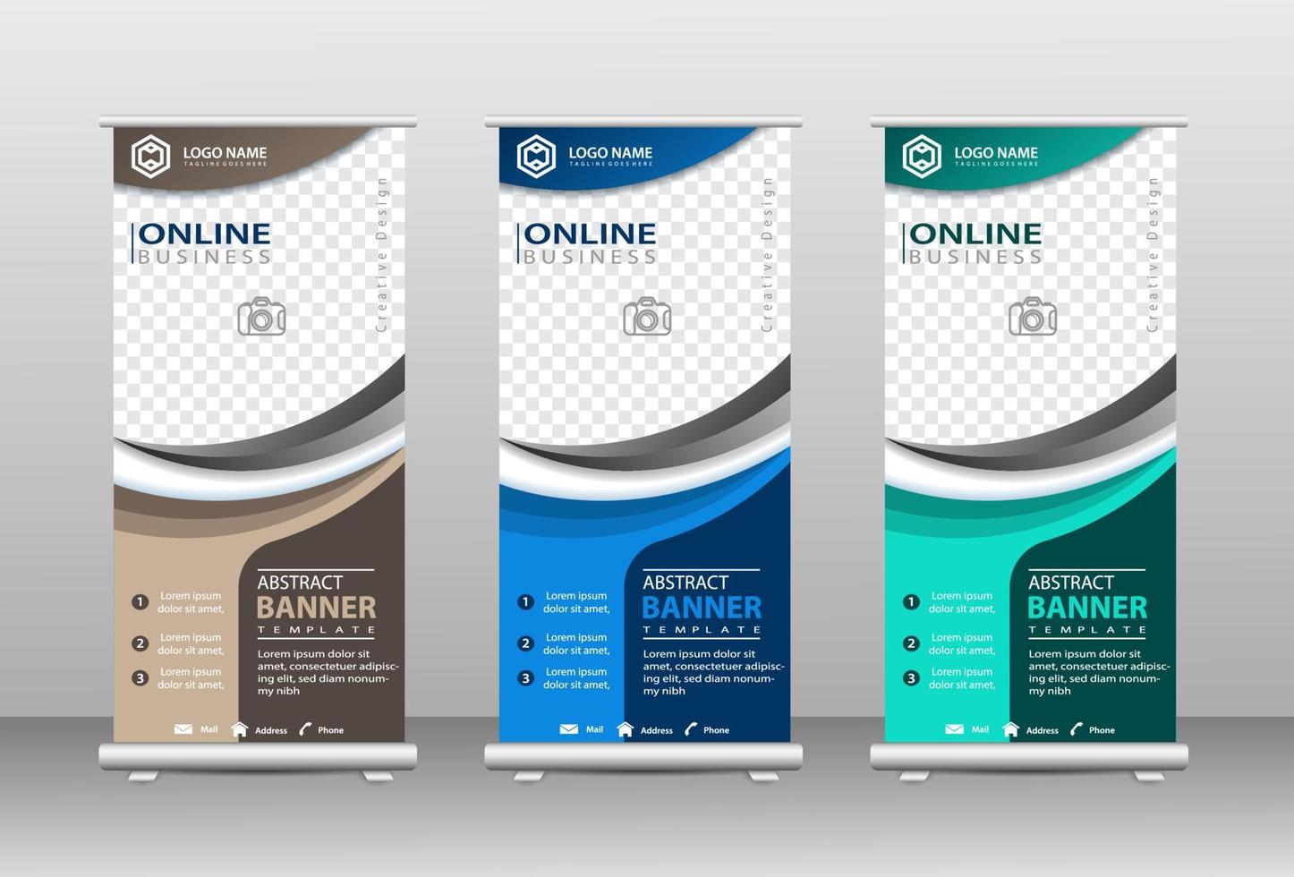 design elegante de banner de negócios em rolo vetor