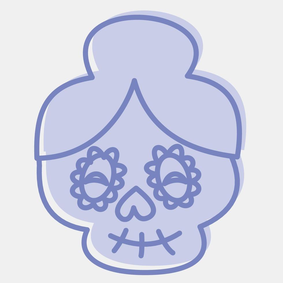 ícone calavera catrina. dia dos elementos mortos. ícones em estilo de dois tons. bom para impressões, cartazes, flyer, decoração de festa, cartão de felicitações, etc. vetor