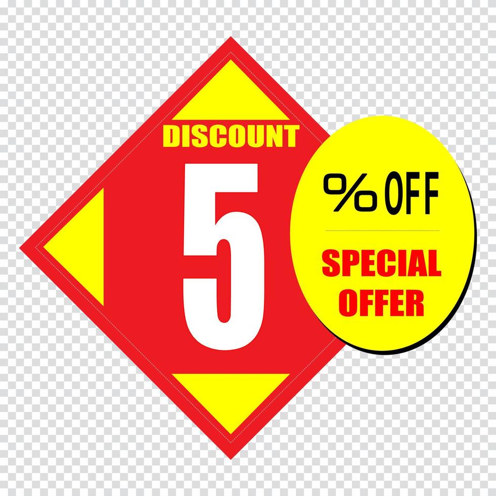 ícone de sinal de desconto de 5 por cento. símbolo de venda. rótulo de oferta especial vetor