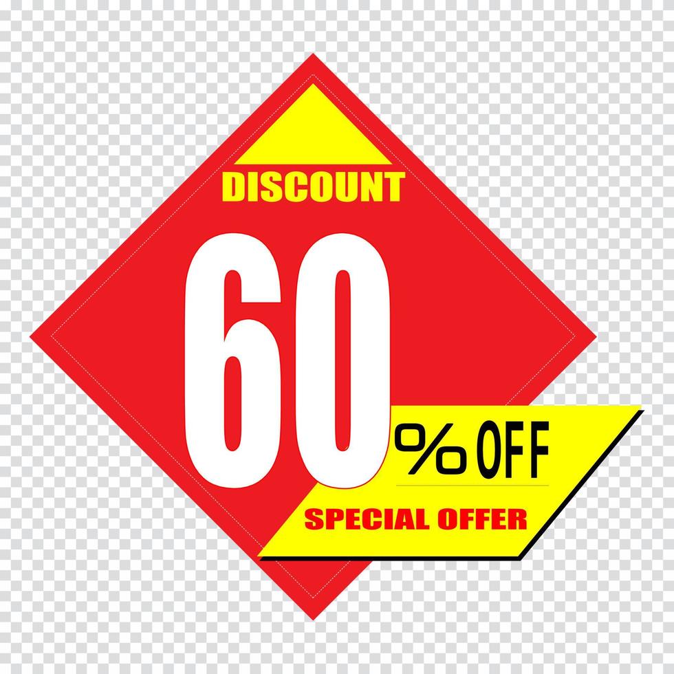 ícone de sinal de desconto de 60 por cento. símbolo de venda. rótulo de oferta especial vetor