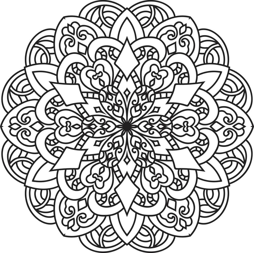 flor de mandala em preto e branco vetor