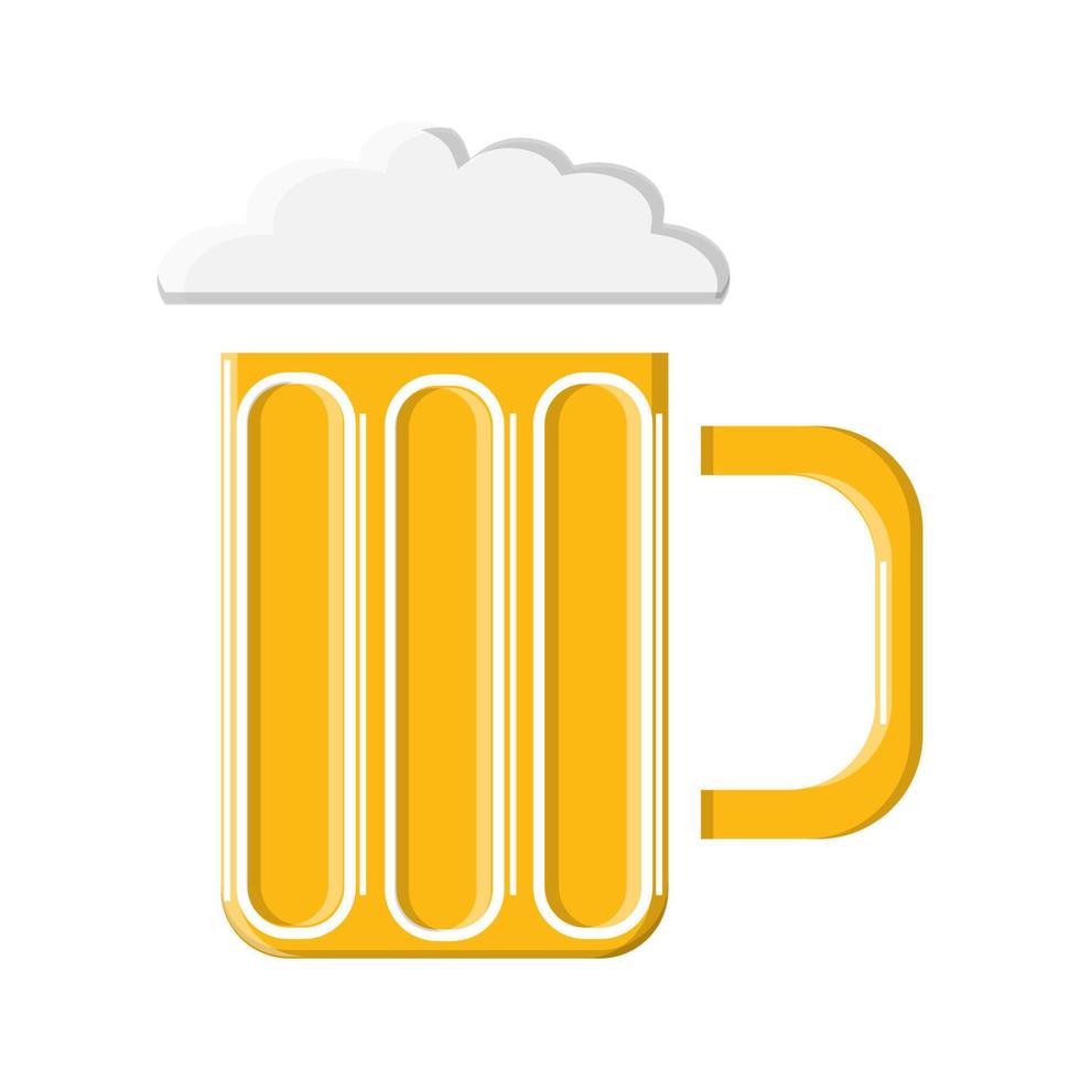 um copo com uma alça de cevada espumosa luz refrigerada âmbar âmbar amarelo lúpulo ícone de artesanato de cerveja alcoólica em um fundo branco. ilustração vetorial vetor
