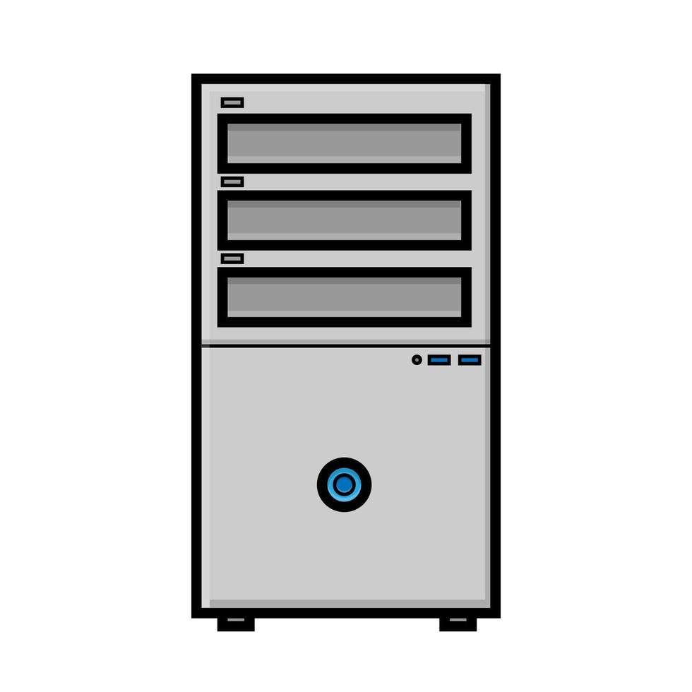 ilustração em vetor de unidade de sistema digital digital moderno simples ícone liso branco de computador estacionário isolado no fundo branco. tecnologias digitais de computador conceito