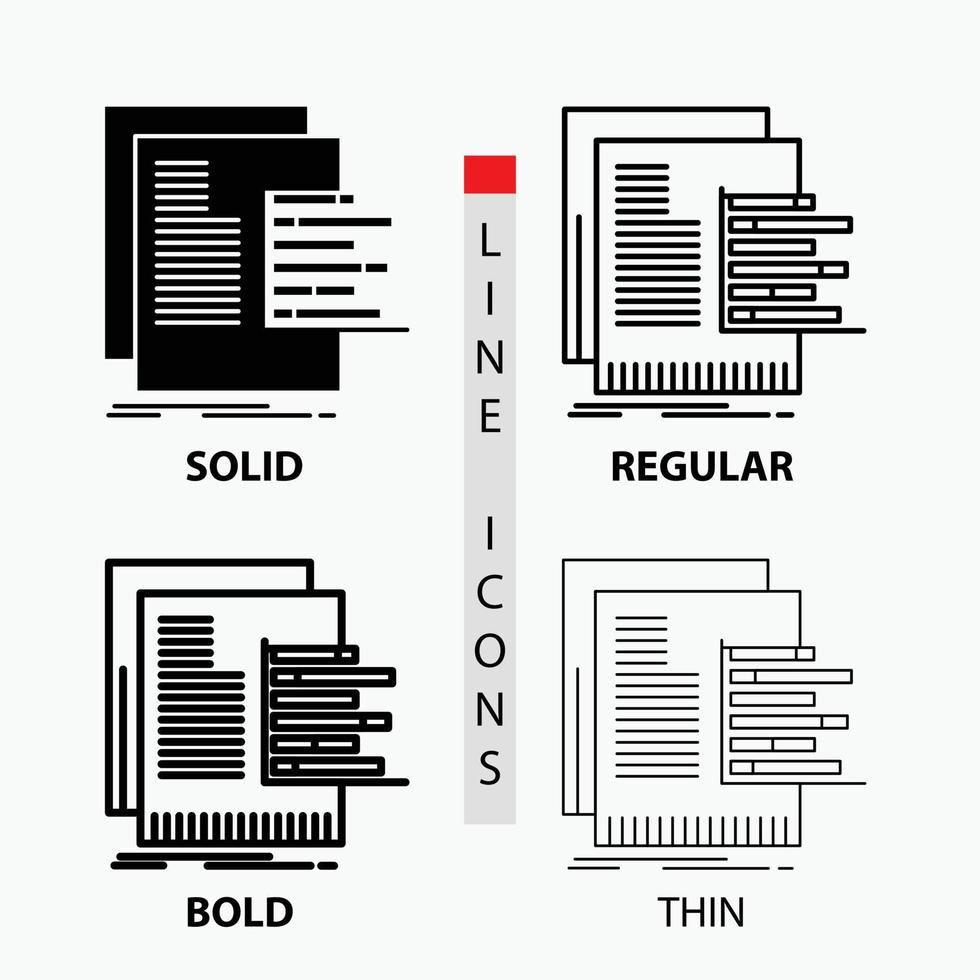 gráfico. dados. gráfico. relatórios. ícone de avaliação em fino. regular. linha em negrito e estilo de glifo. ilustração vetorial vetor