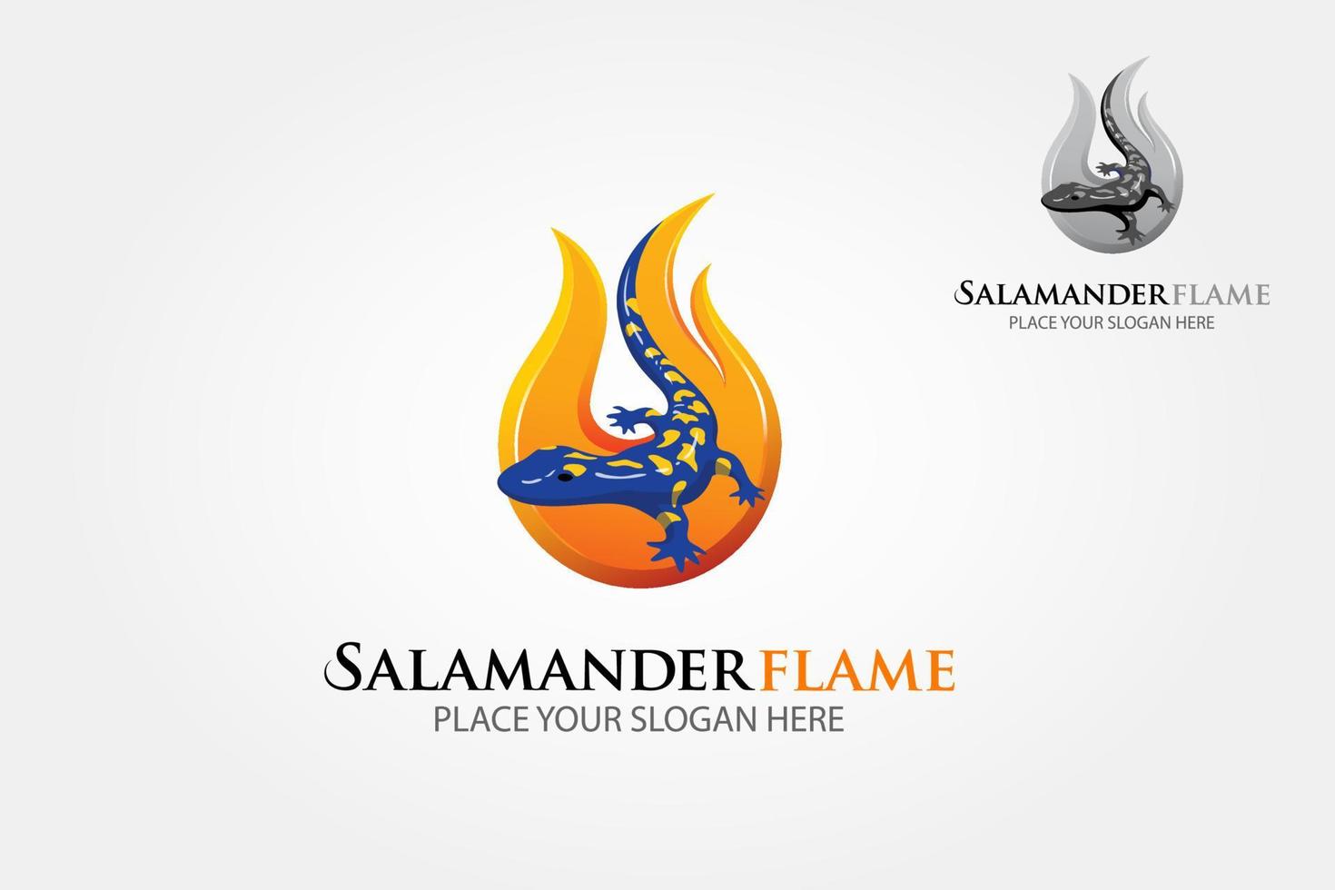 modelo de logotipo de vetor de chama salamandra. esta imagem é uma silhueta de chama incorporada com a salamandra.
