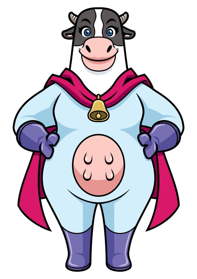 mascote de super-herói de vaca vetor