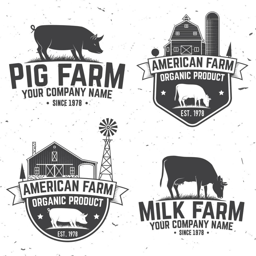 emblema ou rótulo de fazenda americana. ilustração vetorial. vetor