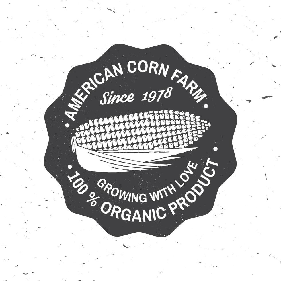 distintivo ou rótulo de fazenda de milho americano. ilustração vetorial. vetor