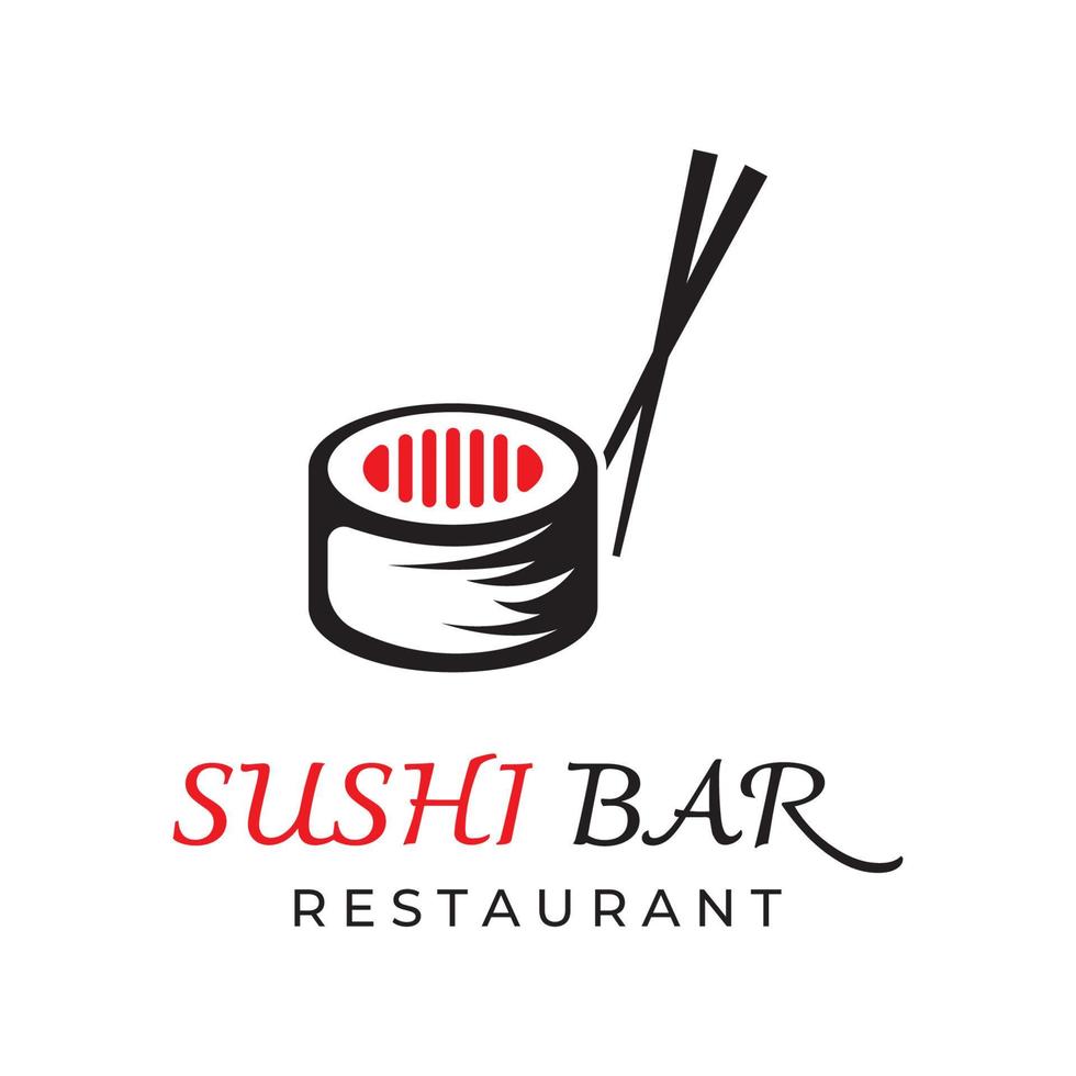 sushi logotipo modelo design.seafood ou cozinha tradicional japonesa com salmão, delicioso food.logo para restaurante japonês, bar, loja de sushi. vetor