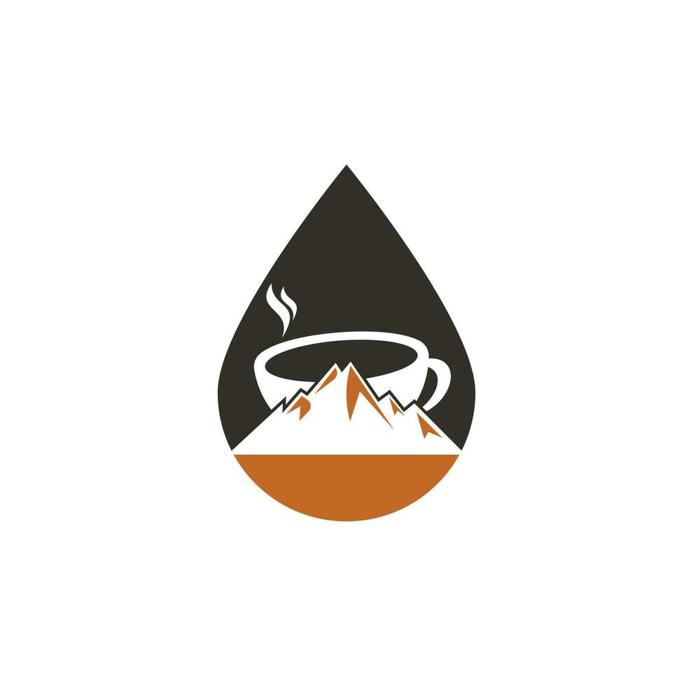 design de modelo de logotipo de conceito de forma de gota de café de montanha. ícone de design de logotipo de café vetor