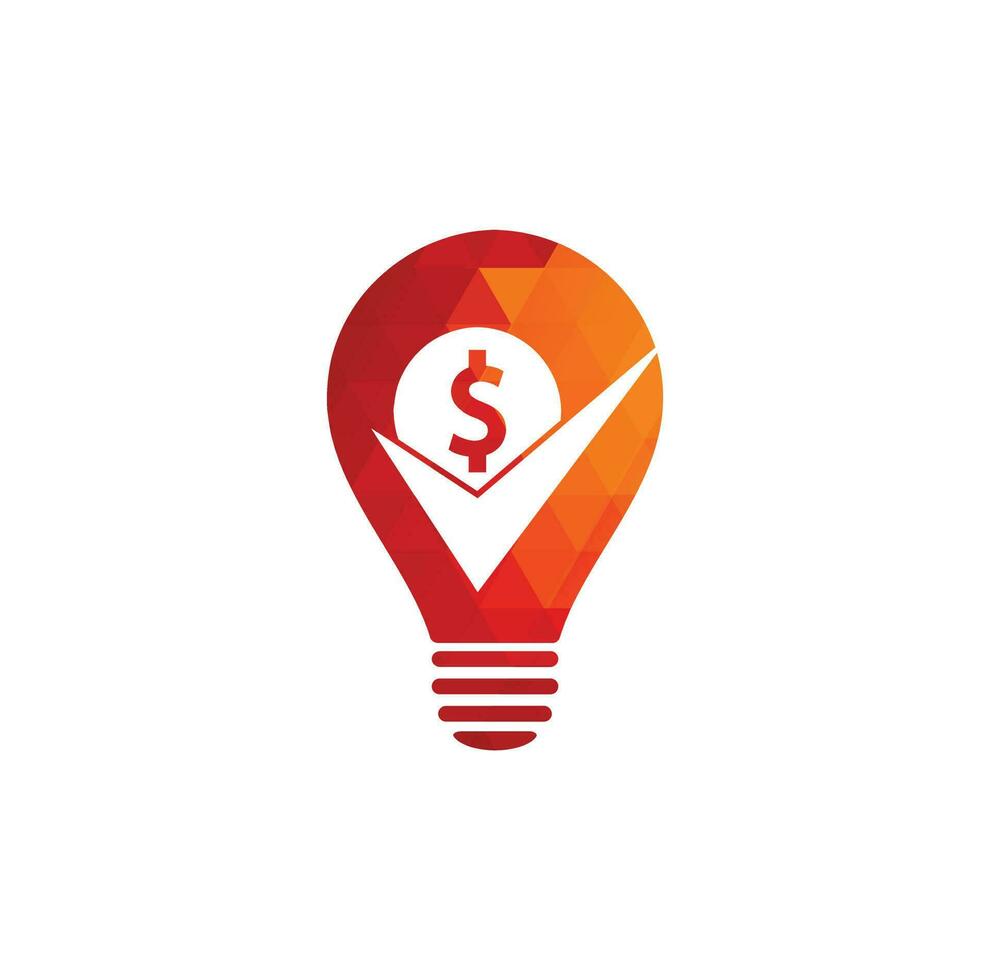 dinheiro cheque design de logotipo de conceito de forma de lâmpada. design de símbolo de ícone de dinheiro. bom modelo de logotipo de pagamento vetor