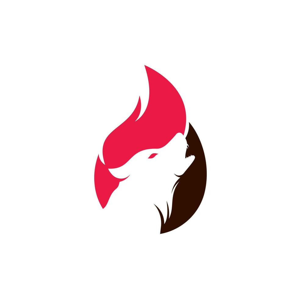 modelo de design de logotipo de vetor de fogo lobo.