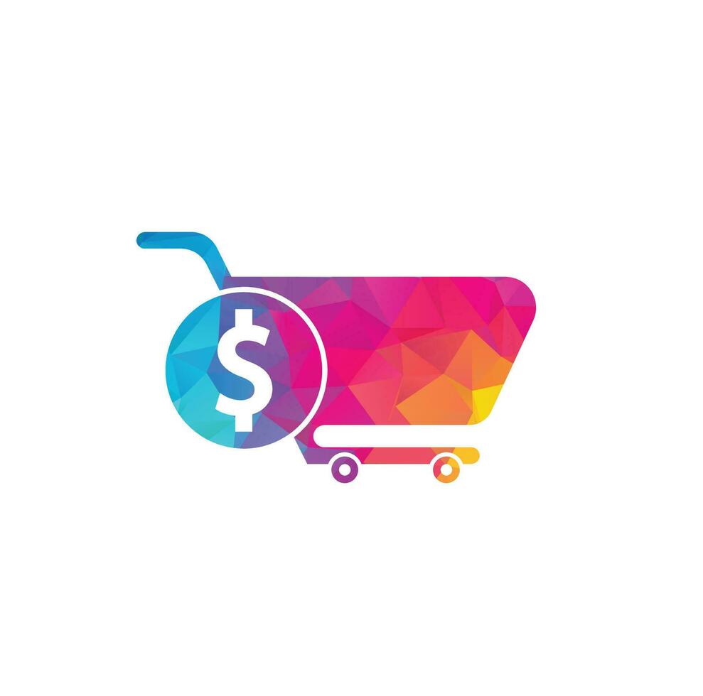 ícone de vetor de carrinho de compras de dólar. ícone sólido simples do carrinho de dinheiro. design de modelo de logotipo de loja rápida.