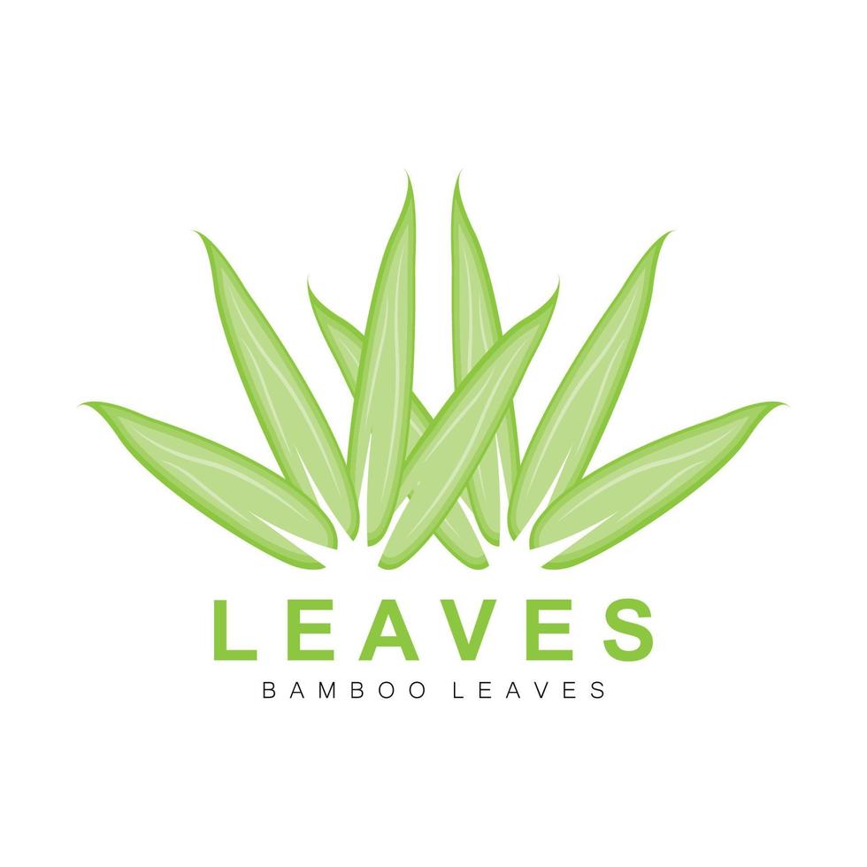 design de logotipo de folha de bambu, vetor de planta verde, bambu de comida de panda, ilustração de marca de produto