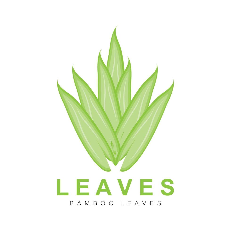 design de logotipo de folha de bambu, vetor de planta verde, bambu de comida de panda, ilustração de marca de produto