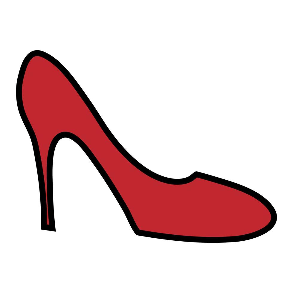 ícone simples liso vermelho de elegantes sapatos de salto alto femininos glamourosos lindos, estiletes. ilustração vetorial vetor