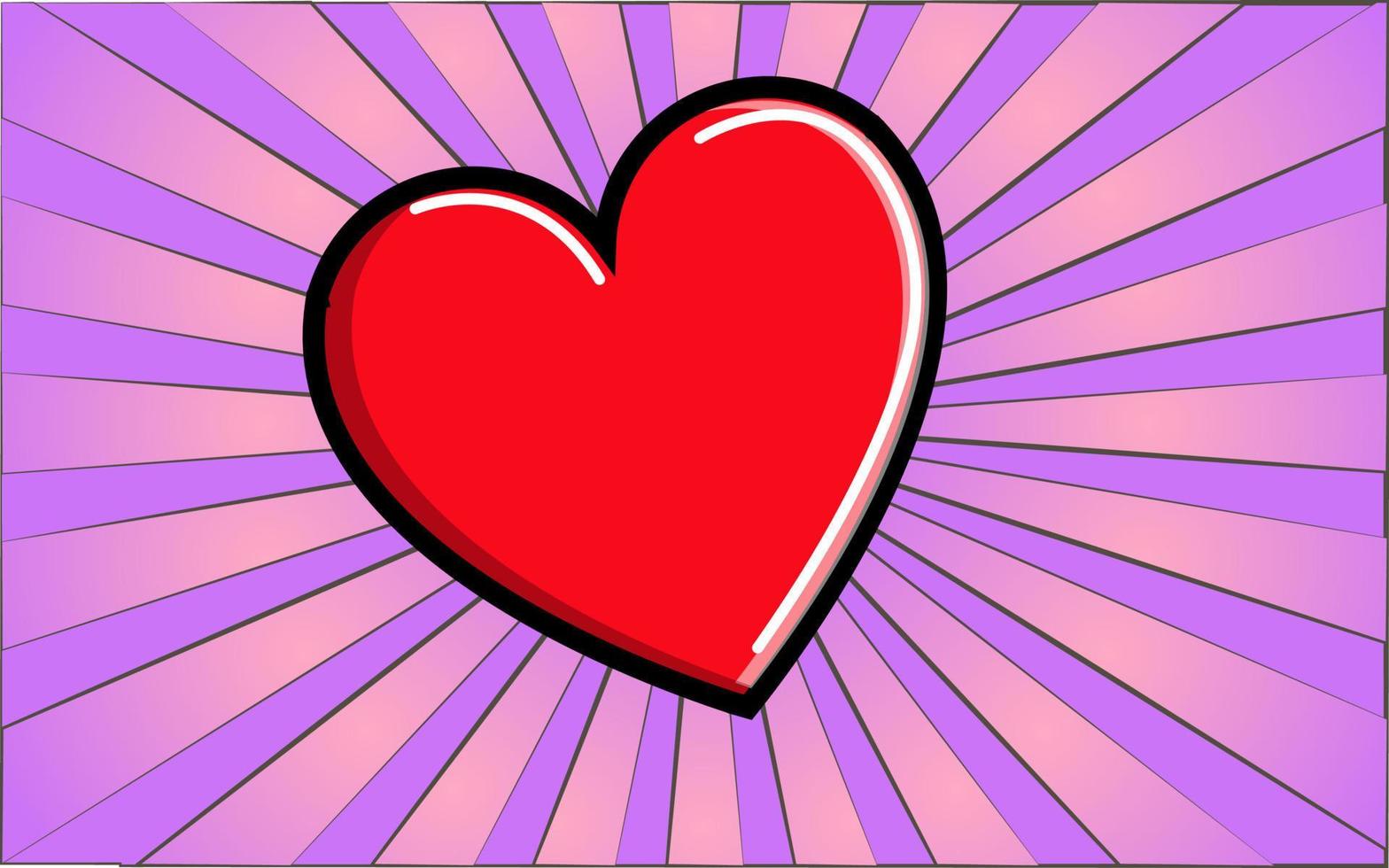 coração vermelho médico como um símbolo de saúde em um fundo de raios roxos abstratos. ilustração vetorial vetor