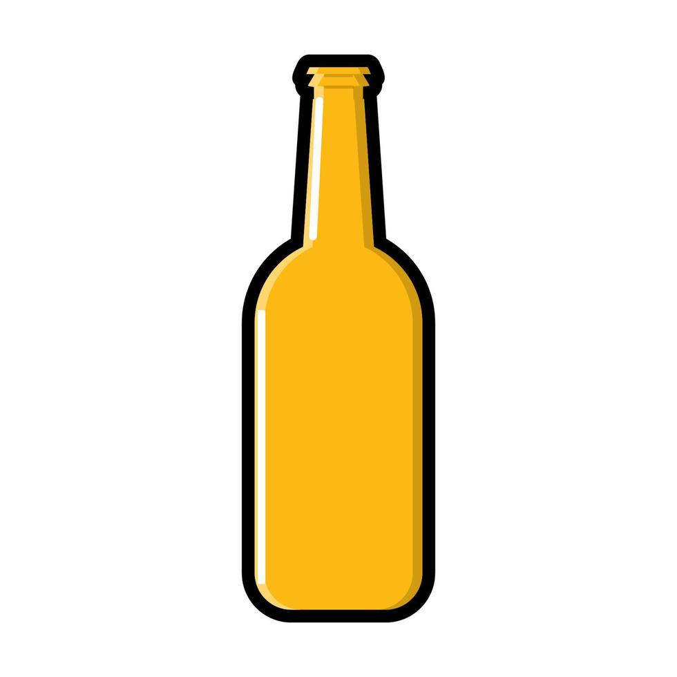 uma garrafa de cevada luz refrigerada âmbar amarelo lúpulo ícone de cerveja artesanal alcoólica em um fundo branco. ilustração vetorial vetor